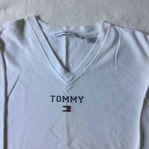 Tommy Hilfiger Women’s V Neck Sweater White Vtg.